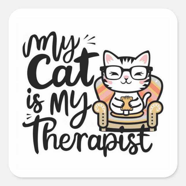 My Cat is my Therapist Cute Sticker (Devant)