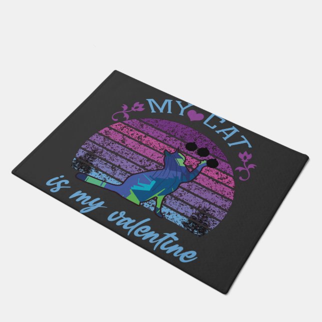 my cat is my valentine, cat is my valentine doormat (Angled)
