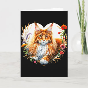 My Cat Is My Valentine Cute Orange Maine Coon Cat  Card