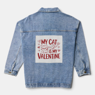 My Cat is My Valentine Denim Jacket