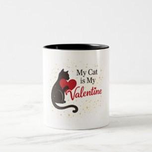 My Cat Is My Valentine Mug – Black Silhouette
