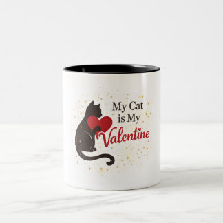 My Cat Is My Valentine Mug – Black Silhouette