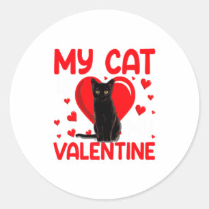 My Cat Is My Valentine Paw Heart Cat Owner Valenti Classic Round Sticker