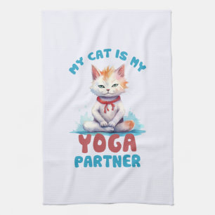 My Cat Is My Yoga Partner -Adorable Meditating Cat Kitchen Towel