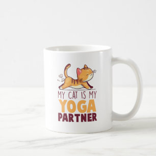 My Cat Is My Yoga Partner – Stretching Cat Coffee Mug