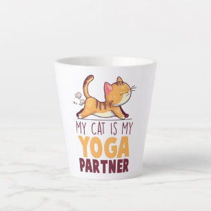 My Cat Is My Yoga Partner – Stretching Cat Latte Mug