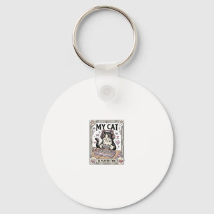 My Cat Is Player Two Cat Gamer Tech Vintage Vector Keychain