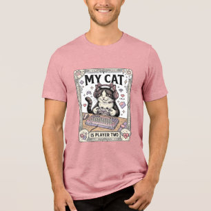 My Cat Is Player Two Cat Gamer Tech Vintage Vector Tri-Blend Shirt