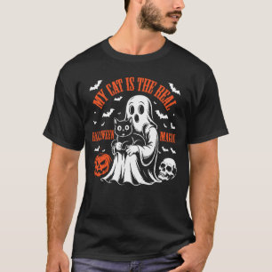 My Cat is The Real Halloween Magic Funny Pumpkin C T-Shirt