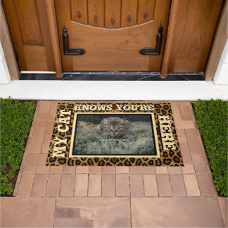 My Cat Knows You're Here Personalized Photo Doormat