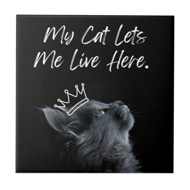 My Cat Lets Me Live Here Tile (Front)