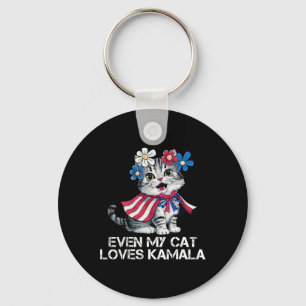 My Cat Loves Kamala Harris For President Keychain