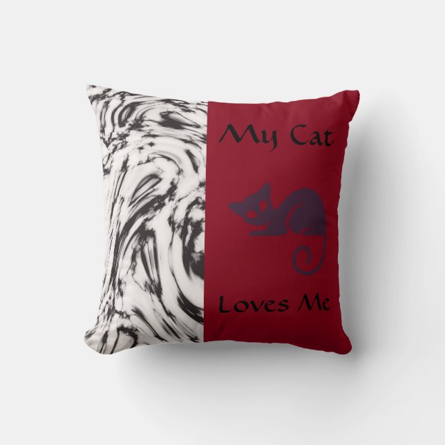 My Cat Loves Me Reversible Designer Pillow (Front)