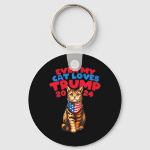 My Cat Loves Trump 2024 Keychain