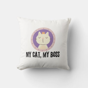 My Cat, My Boss Throw Pillow