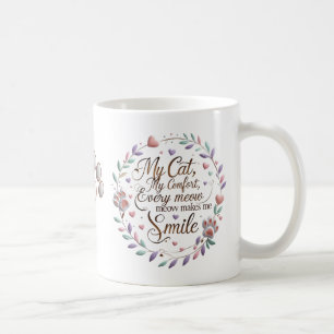 My Cat My Comfort – Cute Pastel Meow Quote Mug