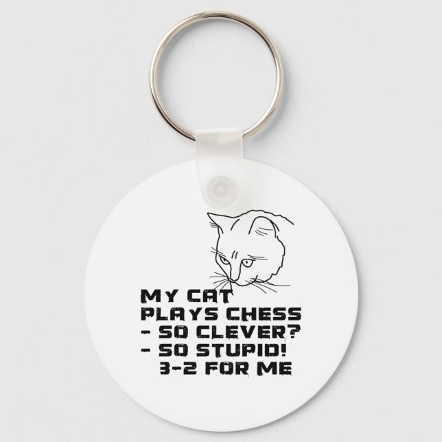 My Cat Plays Chess Keychain (Front)