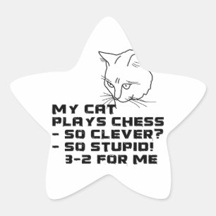 My Cat Plays Chess Star Sticker