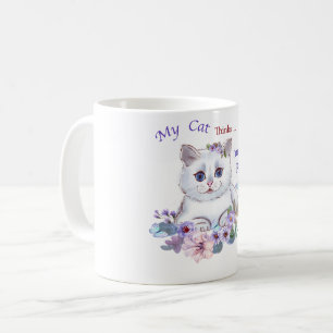 My Cat thinks I'm Perfect Cat Illustration Mug