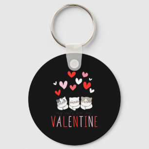 My Cats Are My Valentine Cat Valentines Day 3  Keychain