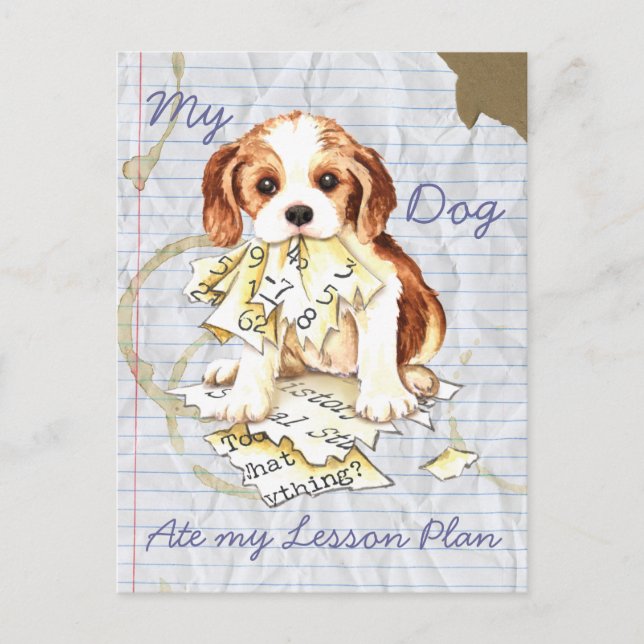 My Cavalier Ate My Lesson Plan Postcard (Front)