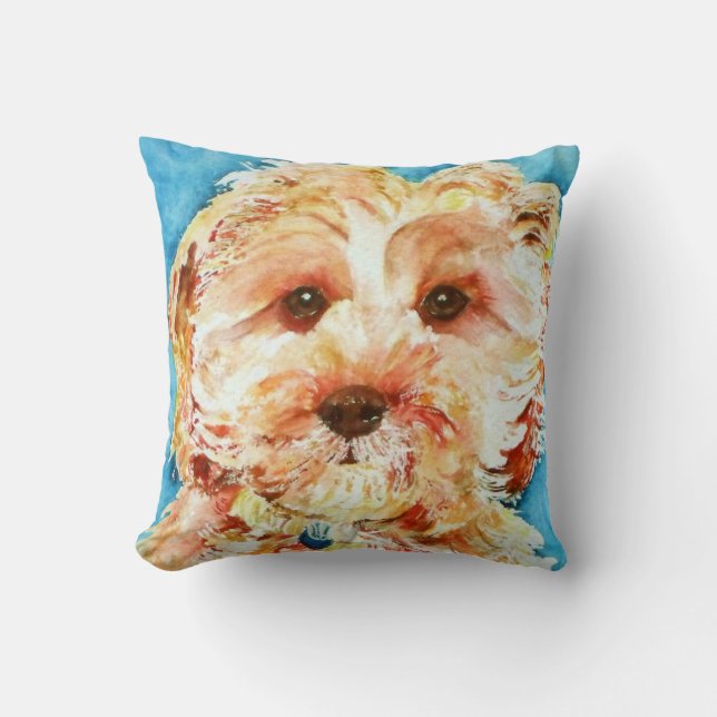 My cavapoo puppy "Ollie". Throw Pillow (Front)
