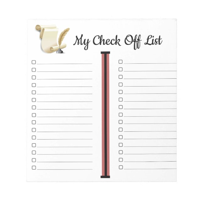 My Check Off List  Notepad (Front)