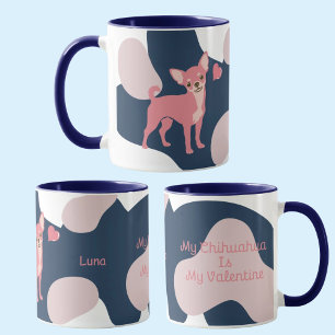 My Chihuahua Is My Valentine Personalized Navy Mug