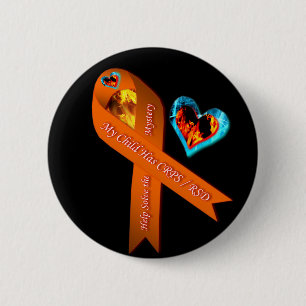My Child Has CRPS RSD Fire Ice Hearts 2 Inch Round Button