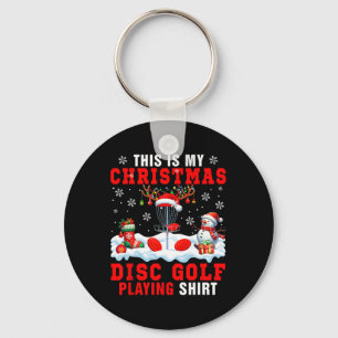 My Christmas Disc Golf Playing Shirt Santa Equipme Keychain