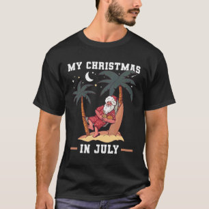 My Christmas In July By Night  Santa In The Hammoc T-Shirt