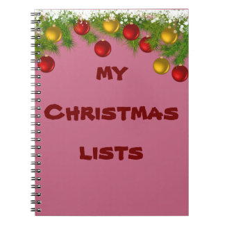 My christmas list note book