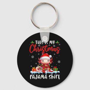 My Christmas Pajama Santa Axolotl Animals Xmas Lig Keychain