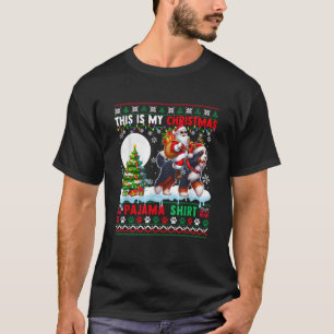 My Christmas Pajama Santa Reindeer Bernedoodle Swe T-Shirt