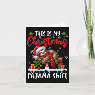 My Christmas Pajama Santa Sloth Animals Xmas Light Card