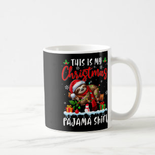 My Christmas Pajama Santa Sloth Animals Xmas Light Coffee Mug