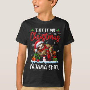 My Christmas Pajama Santa Sloth Animals Xmas Light T-Shirt