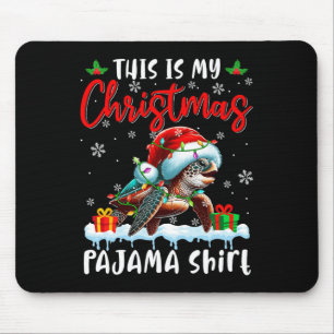 My Christmas Pajama Santa Turtle Animals Xmas Ligh Mouse Pad