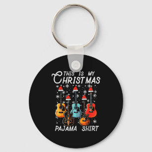 My Christmas Pajama Shirt Guitars Xmas Rock Men Bo Keychain