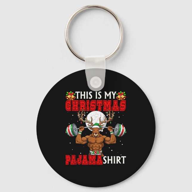 My Christmas Pajama Shirt Reindeer Muscle Weightli Keychain (Front)