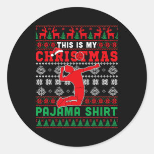 My Christmas Pajama Xmas Costume Volleyball Player Classic Round Sticker