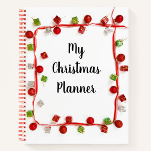 My Christmas Planner Modern Red and White Notebook