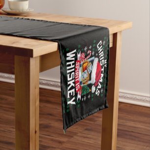 My Christmas Spirit Is Whiskey Ugly Sweater Xmas P Short Table Runner