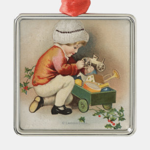 My Christmas WishKid Observing Toys Metal Ornament
