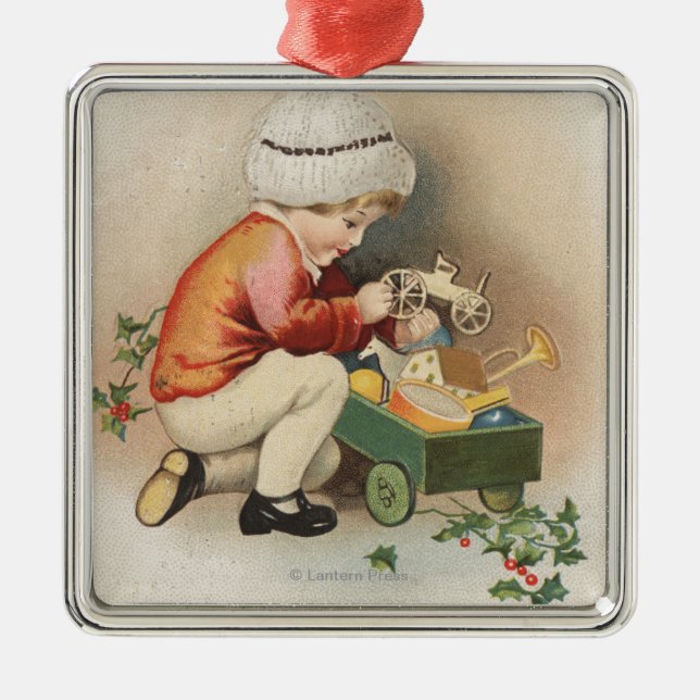 My Christmas WishKid Observing Toys Metal Ornament (Front)
