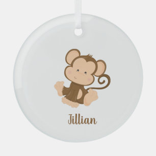 My Circus My Monkey with Custom Name Glass Ornament