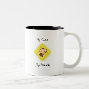 My Circus My Monkey with Custom Name Two-Tone Coffee Mug