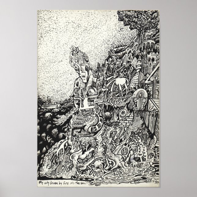 My city driven by fire into the sea. poster (Front)