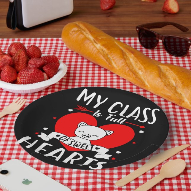 My Class Is Full Of Sweet Hearts Valentine Paper Plate (Picnic)