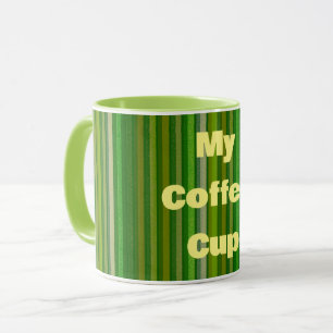 My Coffee Cup Green Striped Retro Mug